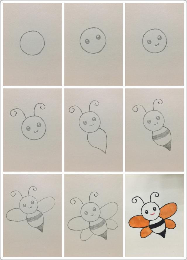简笔画小蜜蜂的画法（蜜蜂画法简笔画大全）-第2张