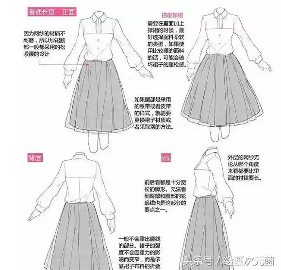 绘画小白应该了解的各种裙子的画法（怎么画半身裙子的100种方法）-第11张