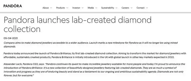 潘多拉宣布未来仅用人工钻石做珠宝（潘多拉黄金手镯值不值得买）-第1张