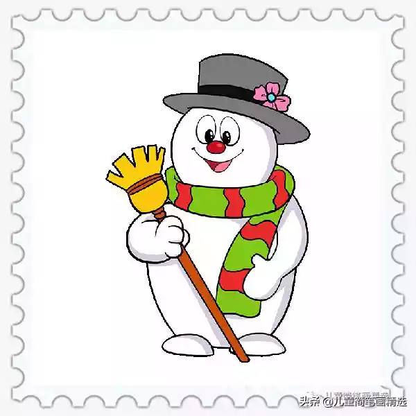 儿童简笔画精选-如何画一个可爱的雪人（圣诞雪人怎么画简笔）-第10张