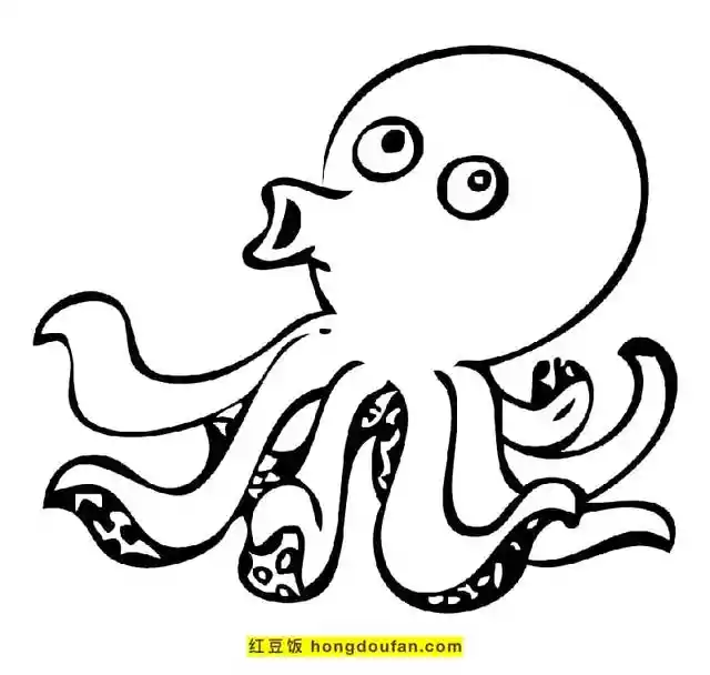 8张有趣的八爪章鱼儿童卡通简笔画（八爪章鱼怎么画又大又凶猛）-第6张