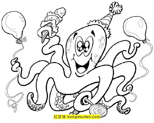 8张有趣的八爪章鱼儿童卡通简笔画（八爪章鱼怎么画又大又凶猛）-第2张