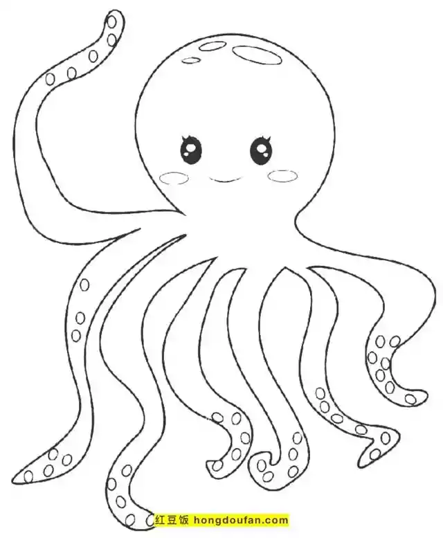 8张有趣的八爪章鱼儿童卡通简笔画（八爪章鱼怎么画又大又凶猛）-第7张